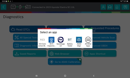 Screen Diagnostics: Select an App