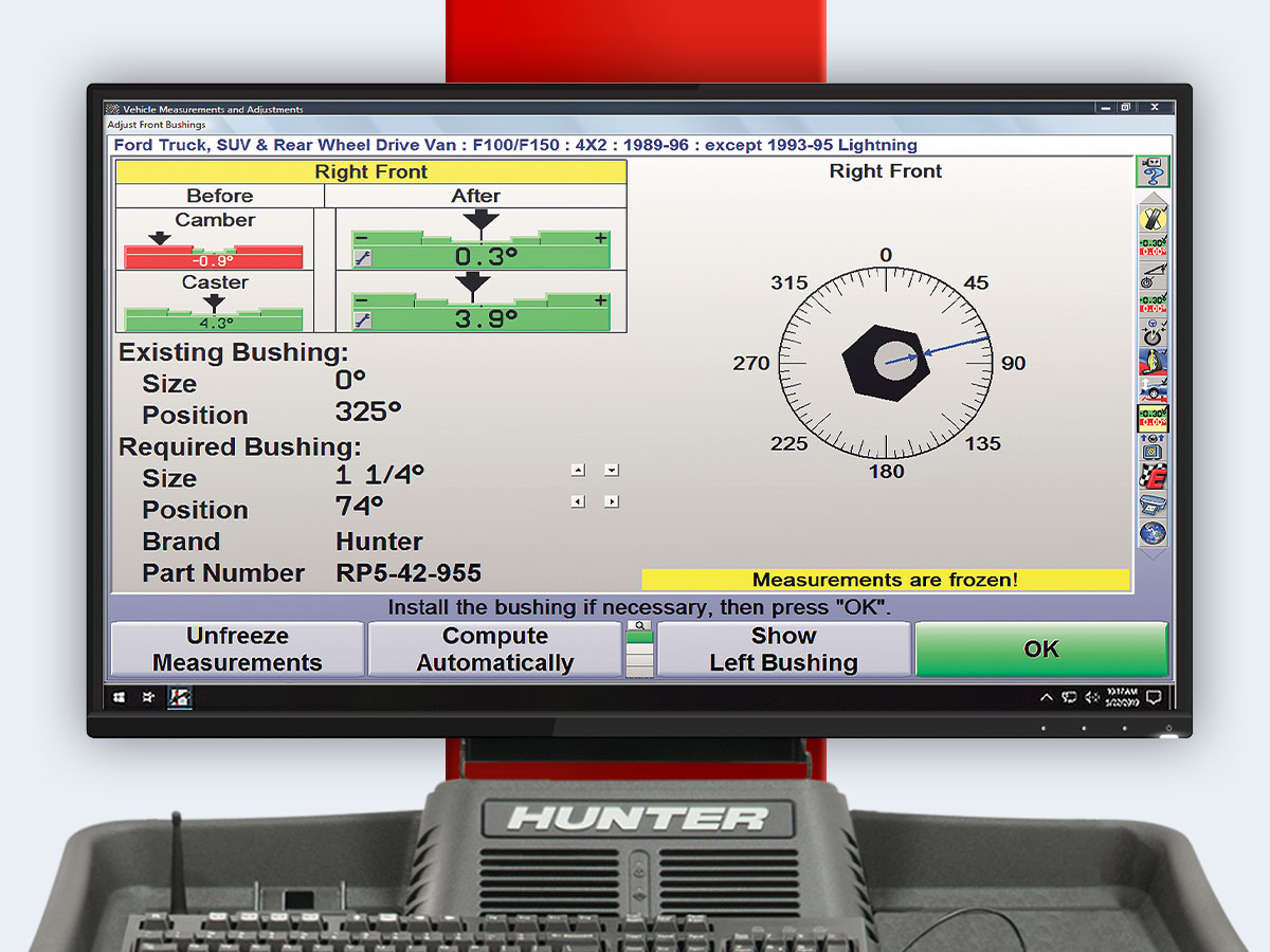 Ekran aplikacji Automatic Busing Calculator w oprogramowaniu WinAlign