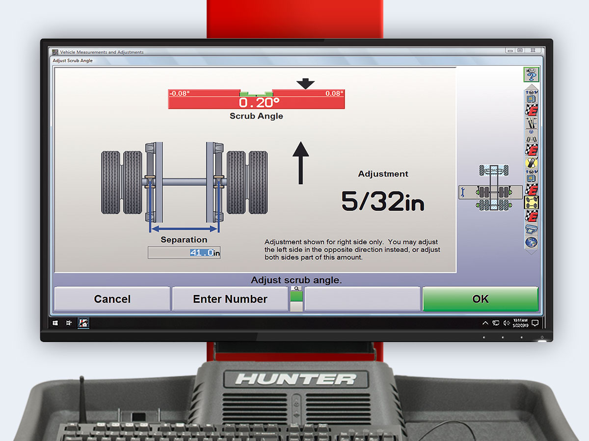 Ekran modułu regulacji osi tylnej w oprogramowaniu WinAlign