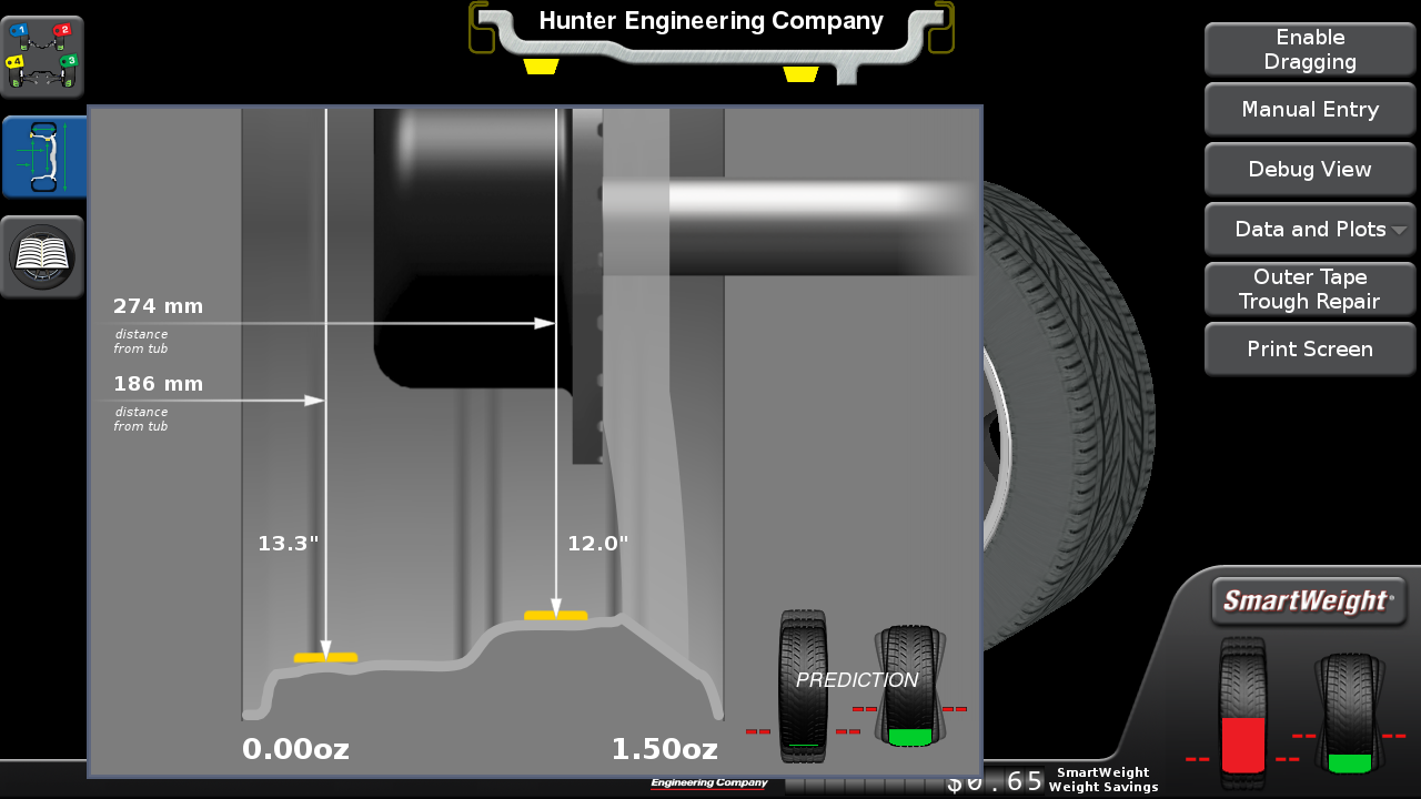 Hunter SmartWeight Elite rim dimensions screen